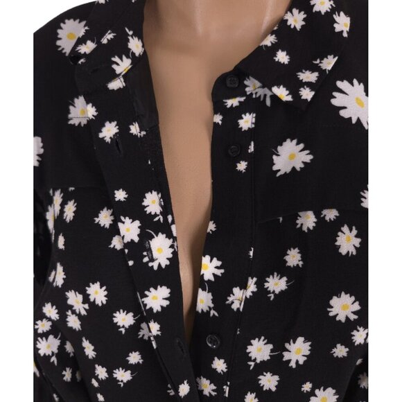 Maje Rafi Daisy Print Shirt Dress Size 1 S Womens Black Floral $445 - Picture 11 of 16